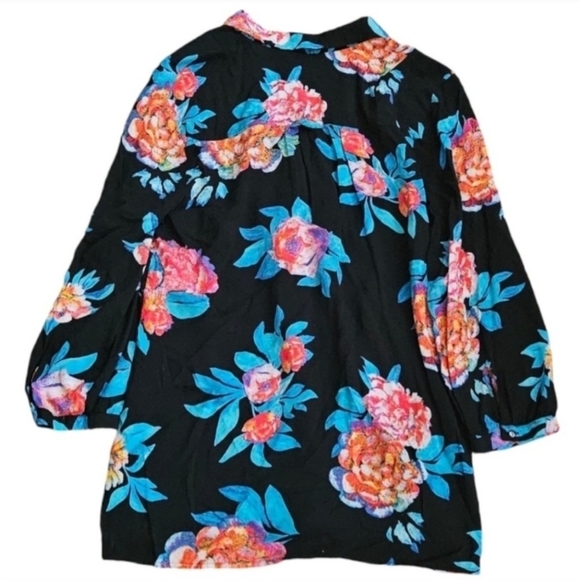 Maeve Woodland Walk Black Floral Button Down Blouse Women's Size 12 - Picture 4 of 7